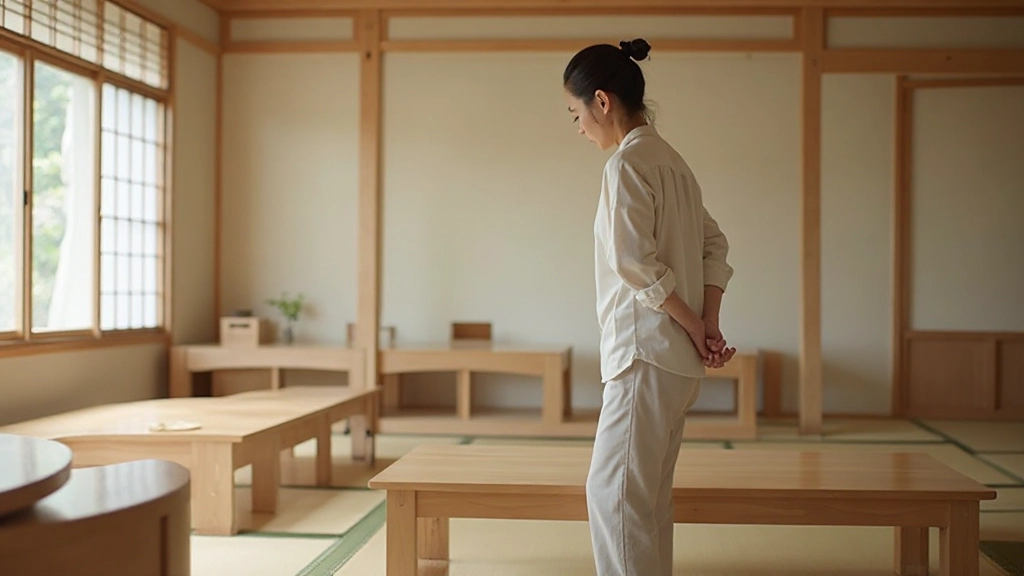 日本の和室に配置された木製家具と自然光が入る落ち着いた空間